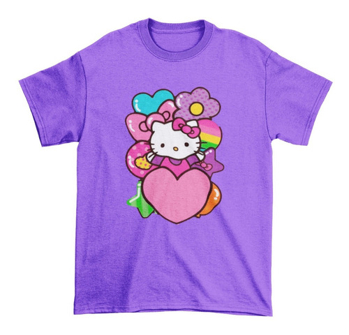 Polera Juvenil Niña Hello Kitty Gatito Corazones De Algodon 