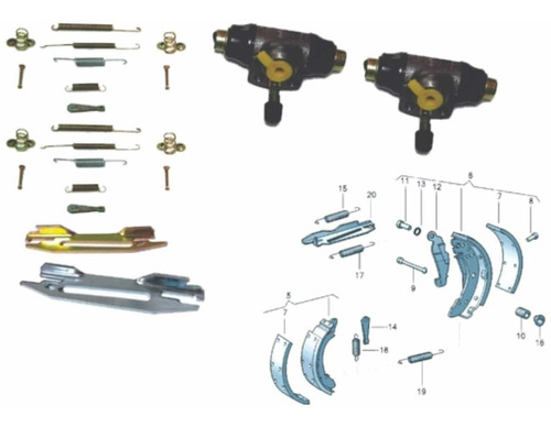 2 Cilidro Freno 2 Kit Herraje Balatas Tras Vw Jetta A3 93-98