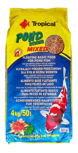 Ração Para Goldfish Tropical Pond Sticks Mixed 4kg 