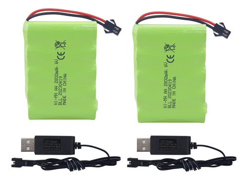 2 Unids Aa 6.0 V 2800 Mah Sm-2p Enchufe Bateria Recargable Y