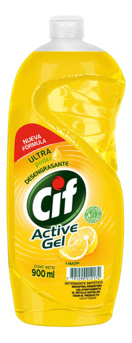 Detergente Cif Active Gel Limón concentrado limón en botella 900 ml