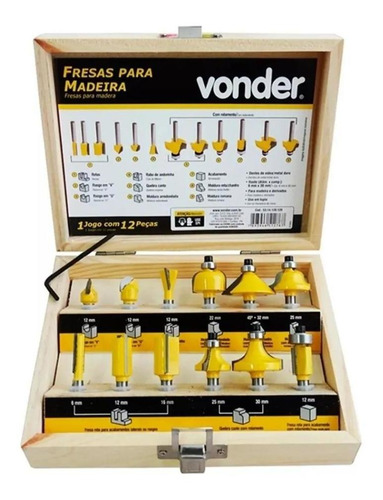 Jogo Fresas Videa P/ Madeira 12 Peças Tupia Manual Vonder