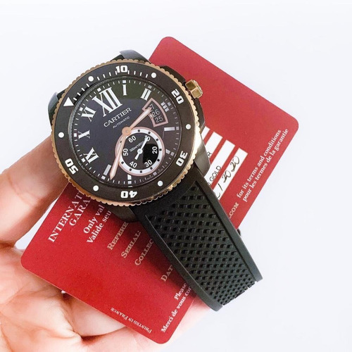 Cartier Calibre Diver Ouro Rosé & Carbon 2020 Completo