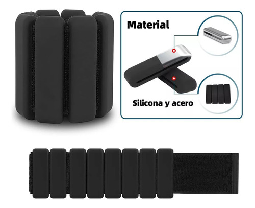 1kg Par Tobilleras Y Muñequeras De Peso Silicona Ajustables