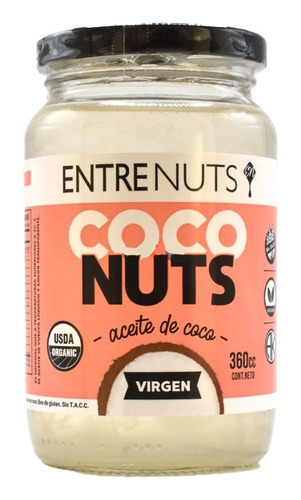 Aceite De Coco Virgen X 360 Cc Entrenuts Sin Tacc X 4u.