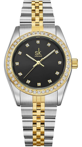 Shengke Reloj Para Mujer Tono Dorado Caja Grande Diámetro Re