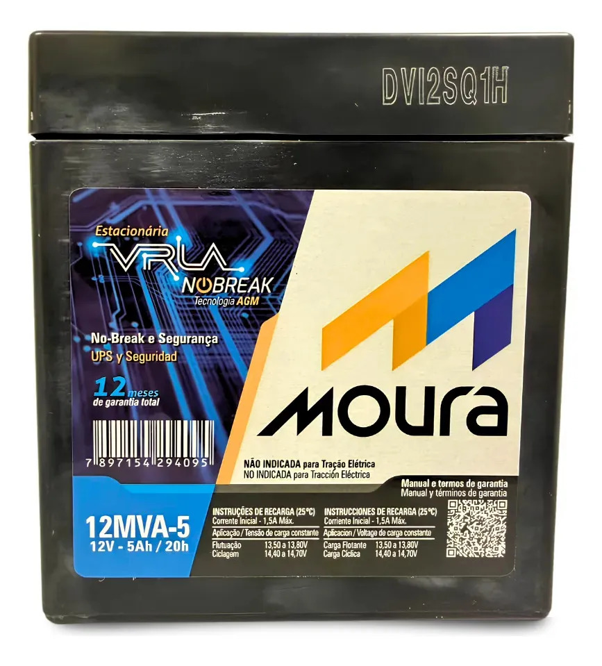 Bateria Moura Estacionária 12v 5ah 12mva5 Nobreak