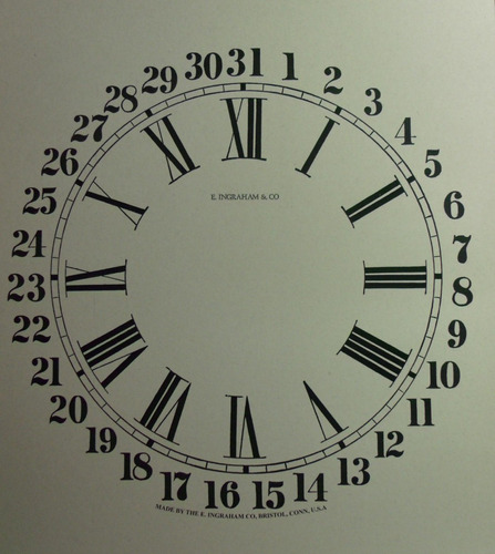 Mostrador Impresso Para Relógio Parede E.ingraham Calendário