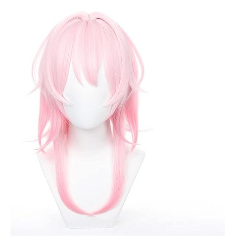 Game Honkai Rail Cosplay 7 Marzo Peluca Rosa Degradado Pelo