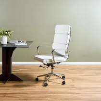 Comprar Sillón De Oficina Ejecutivo Ecocuero Cromado - Aluminium Soft Alto Color Blanco ecocuero