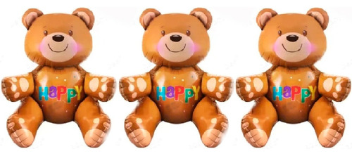 Balão Metalizado Formato Urso Marrom 70cm Happy