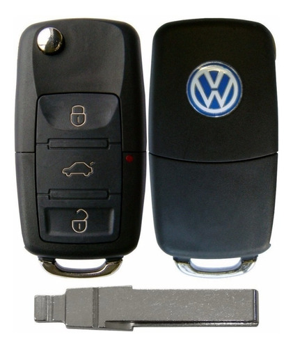 Chave Canivete Volkswagen Vw Carcaça 3 Botões Preto Alarme 