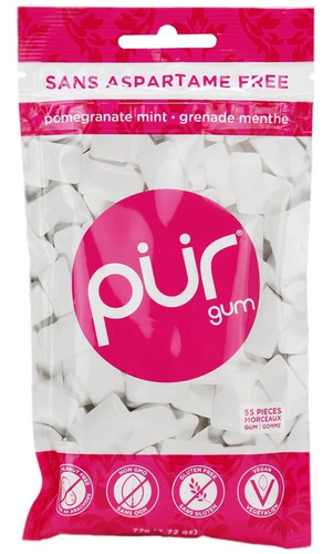 Chicle Sin Aspartame Pur Gum Menta Granada 55 Pc Se