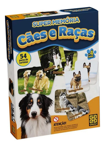 Jogo Da Memória Super Memória Funny Dogs 108 Cartas Grow