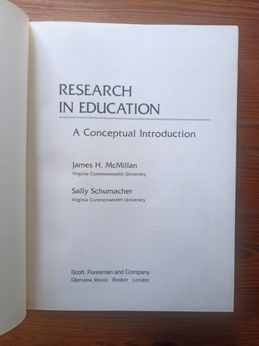 Research In Education - James H. Mcmillan & Sally Schumacher (Usado)