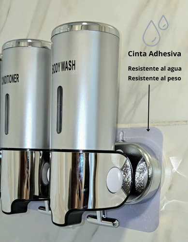 Dispensador De Jabón Thouse Triple Adhesivo/amurable 1500ml Negro