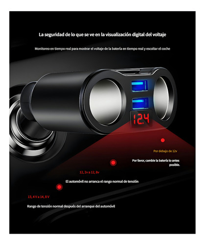 Cargador Doble Usb De 2 VĂas Para Encendedor De Coche