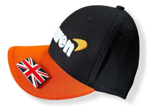 Boné Mclaren Aba Curva Fórmula 1 Gp Norris Piastri Preto Aba Laranja Un