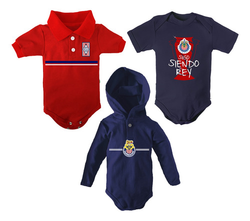 Pañalero Bebé Futbol Chivas Retro Set 3 Piezas Algodon 100%