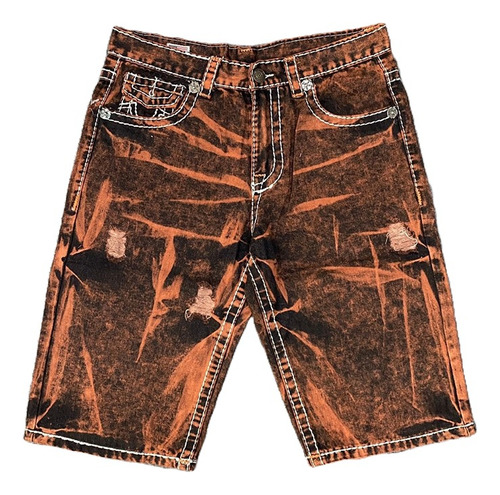 True Religion Short Jeans Hombre Original, Naranja Oscuro