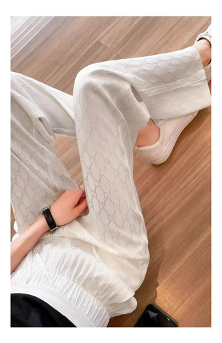 Pantalones Acampanados De Jacquard De Cintura Alta Para Muje