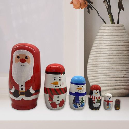5 Muñecas Matrioska Navideñas Tradicionales Coleccionables