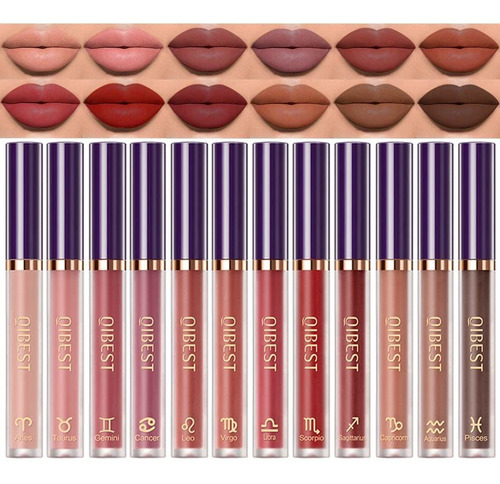 Kit De Maquillaje De Labios Mate, 12 Piezas, Lpiz Labial Lqu