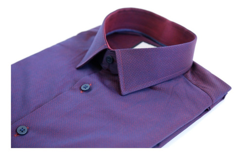 Imagem 6 de 9 de Camisa Social Slim Maquinetada Purple