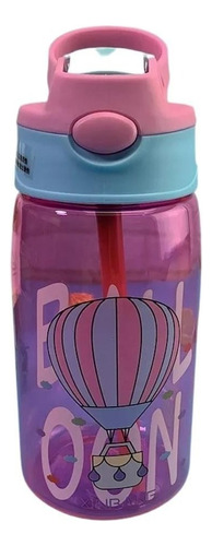 Garrafa Squeeze Infantil Agua Com Bico Retrátil Livre De Bpa Cor Rosa com azul