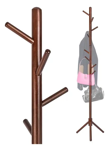 comprar Perchero De Piso Pie Moderno Para Ropa Con Ganchos De Madera Color Madera Negra
