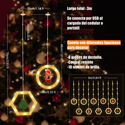 Extensión Cortina De Luces Navideñas Con Motivos