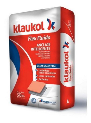 Imagen 1 de 4 de Pegamento Adhesivo Klaukol Flex Para Porcelanato X 30