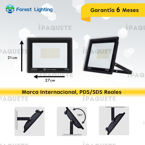 Imagen 4 de 7 de Packx3 Reflector Led 100w Exterior Proyector Luz Fría Cálida