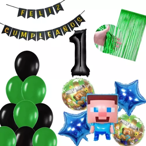 Combo Globos De Cumpleaños Minecraft Kit Completo N° 3