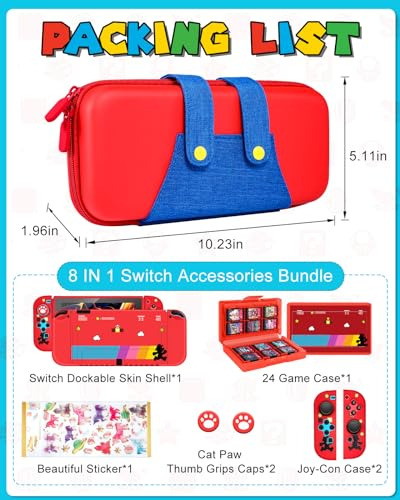 Pack 8 En 1 Funda Protectora Switch Oled Anime Con Accesorio