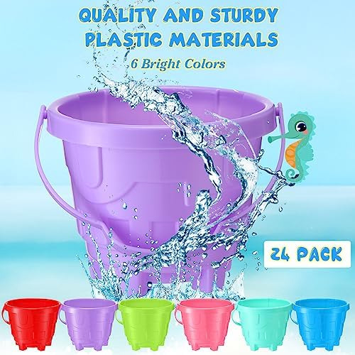 24 Juegos De Cubos De Playa Para Niños Con Palas, Castillo D