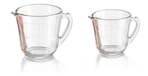 2 Jarra Medidora De Vidrio Taza De 240ml Y 500 Ml Pyr-o-rey