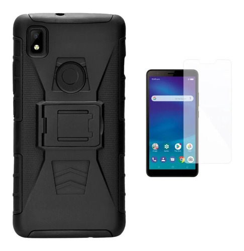 Mica + Funda Uso Rudo + Clip Para Zte Blade L210 