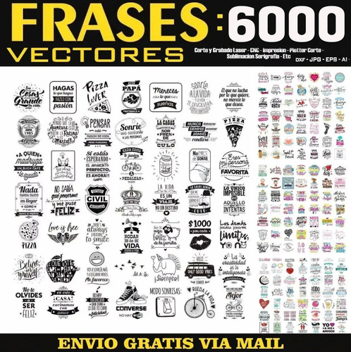 Pack +6000 Vectores Frases Vinilo Cameo Sublimación Plotter