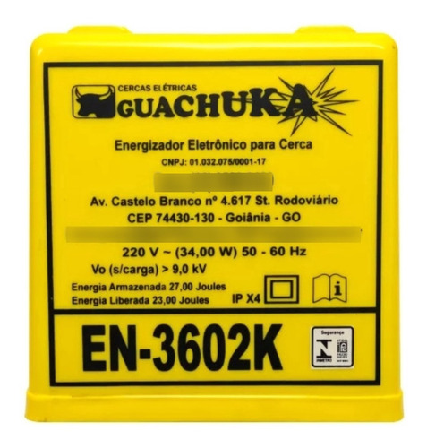 Eletrificador Cerca Elétrica En-3602k 220v Guachuka 27 Joule