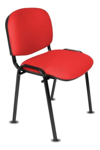 Silla de escritorio Fusion Muebles Lisy fija tapizada s/brazos base negra  roja con tapizado de cuero sintético