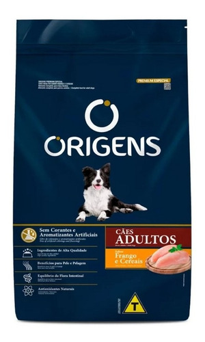 Ração Para Cães Adultos Sabor Frango E Cereais 15kg Origens