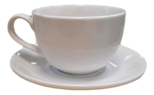 Taza Te Con Plato 220 Ml. Porcelana Blanca