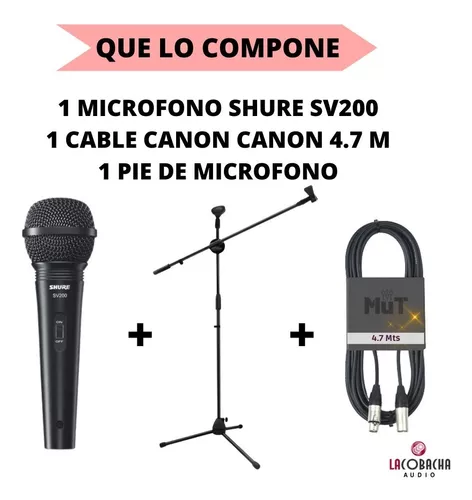 Kit Microfono Shure Sv200 + Pie De Mic + Cable Plug 4.7m Xlr