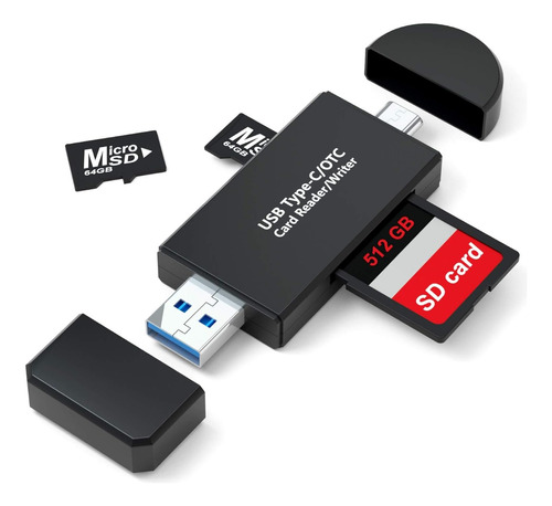 Adaptador Lector Memoria Tarjeta Sd Micro Sd A Usb Tipo C