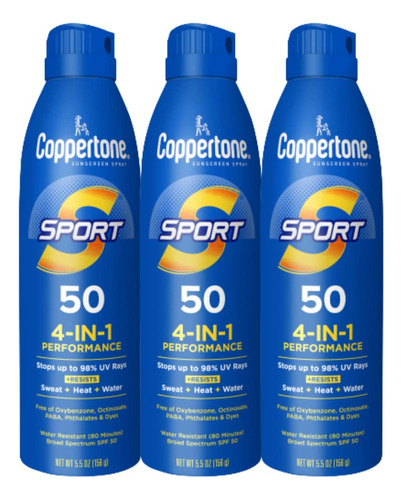 Spray Protector Solar Spf 50 A Prueba De Agua Y Sudor 3 Pack