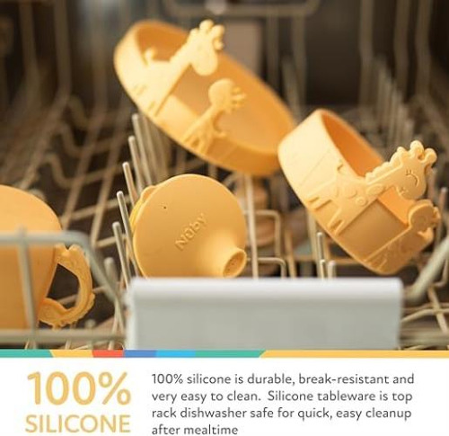 Plato Redondo Nuby Silicona 100% Sin Bpa, Jirafa Verde