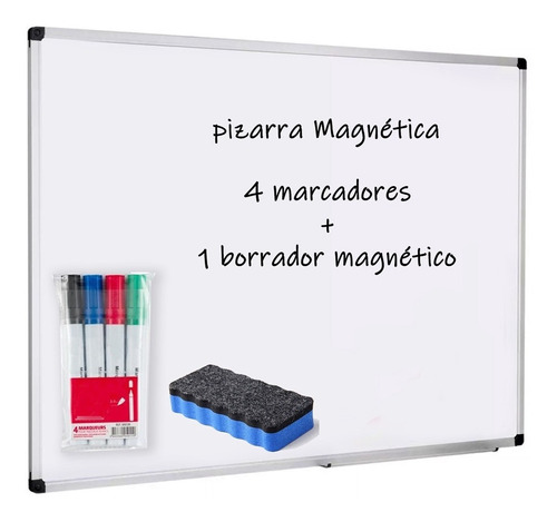 Pizarra Blanca Magnetica 80 X 120 Cm Premium Para Marcadores Super Liviana Con Ganchos Para Colgar 