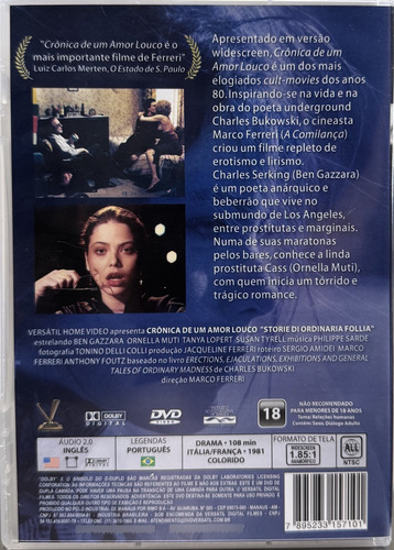 Dvd Crônicas De Um Amor Louco - Charles Bukowski - Versátil