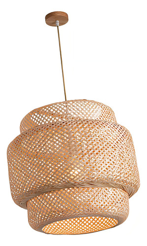Lámpara Colgante Simple Para Cocina, Cafetería, Tejido Japon Color Beige